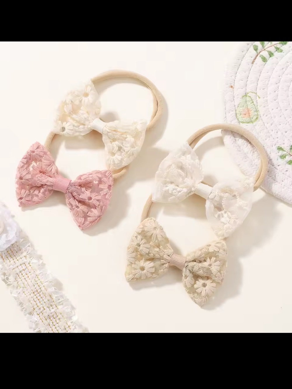 Brand new baby girl bow headbands and knit socks 0-36m